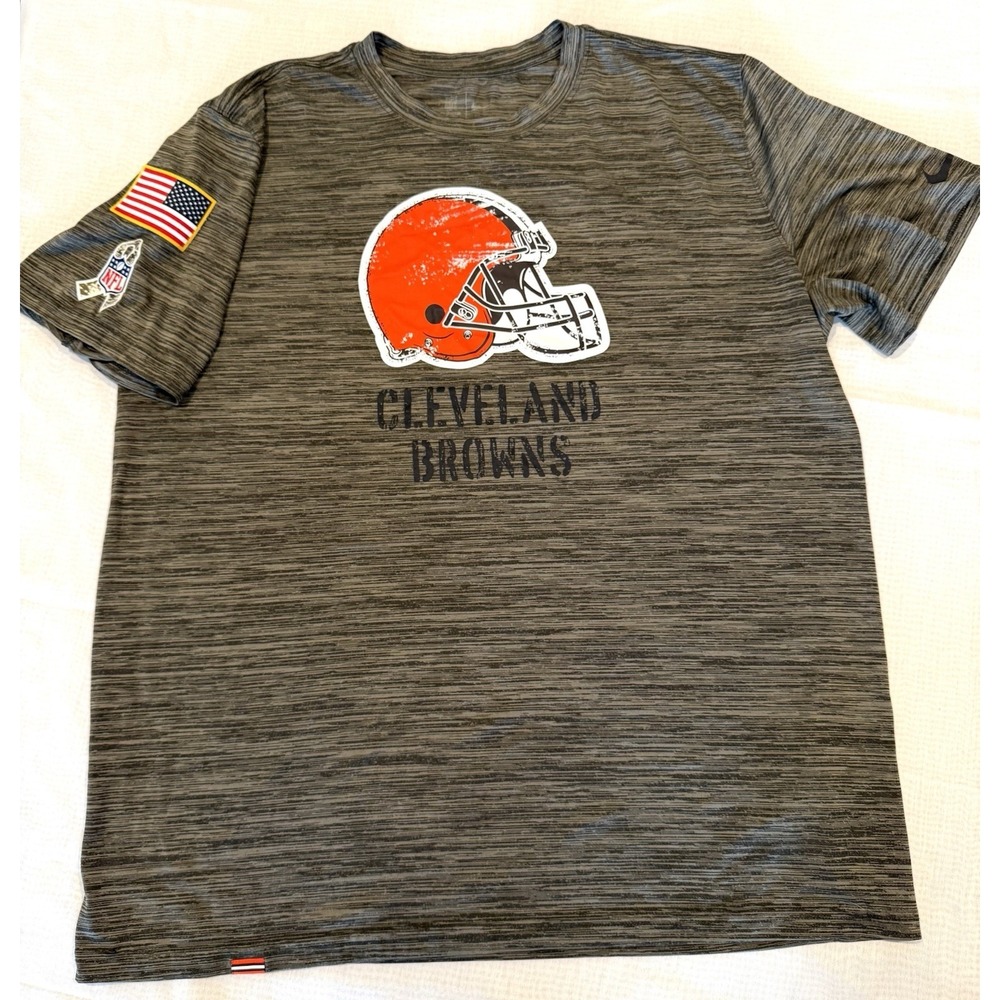 Cleveland Browns Shirt Mens Extra Large Green Camo Service USA NFL Dri Fit Nike